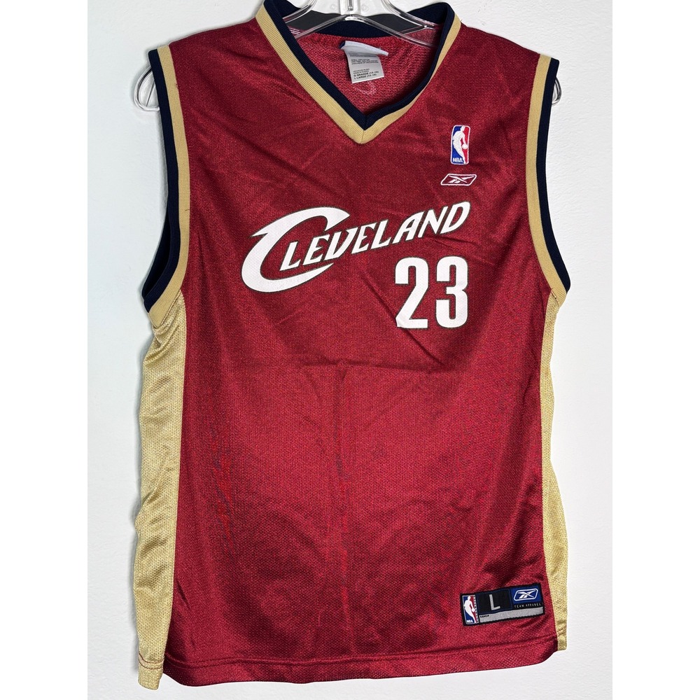 Reebok LeBron James Cleveland Cavaliers 23 NBA Jersey Youth‎ Large Wine Red Gold